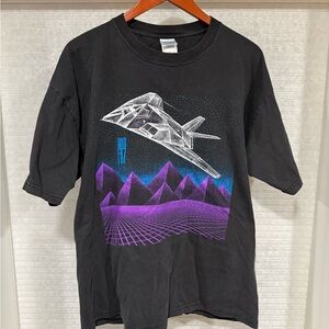 Vintage F-117 Nighthawk Single Stitch Blackbird XL